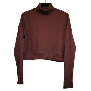 Brown Forever 21 Women's Turtleneck Ribbed Drop Sleeve Top
